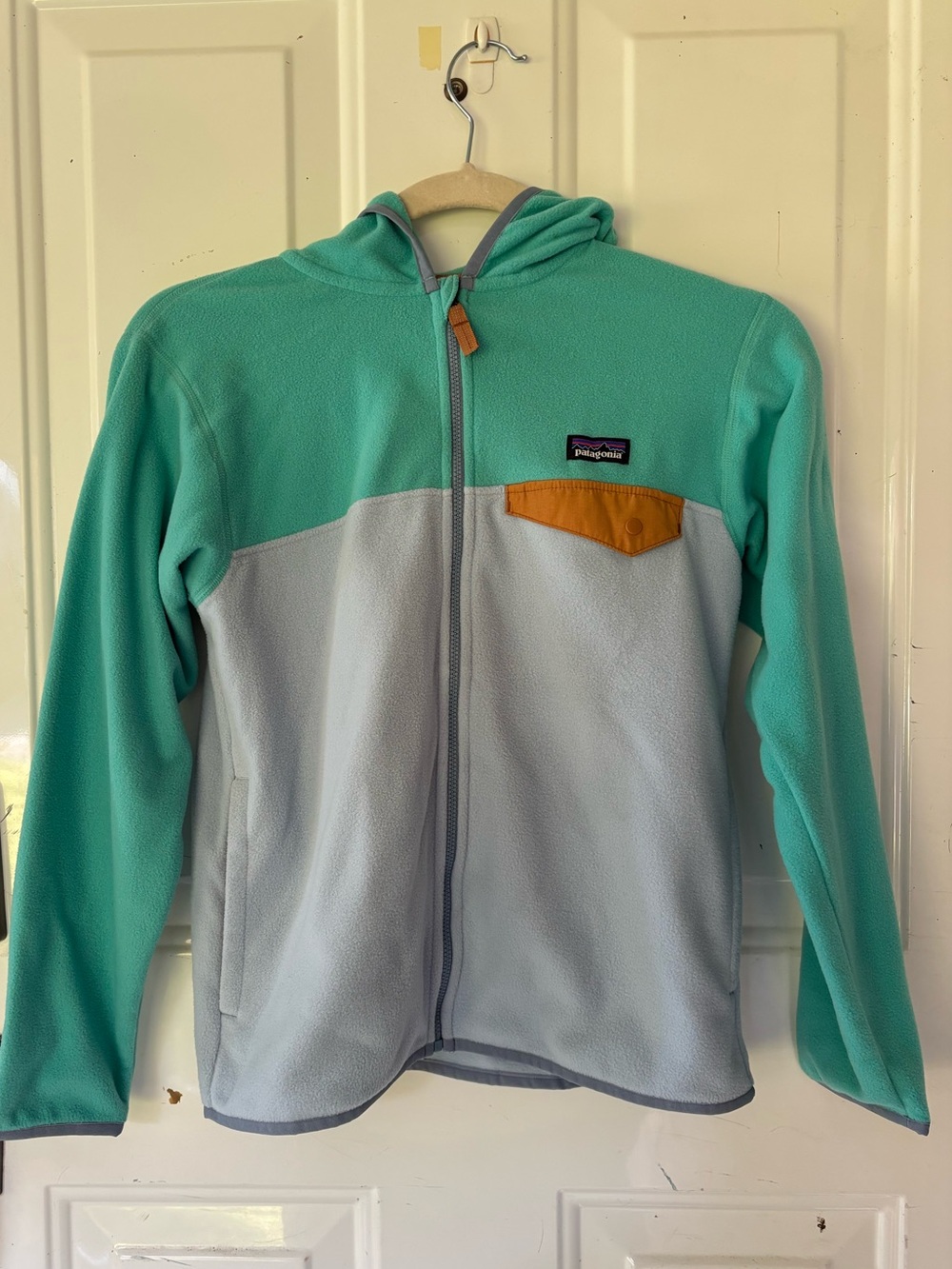 BNWT Patagonia Kids' Micro D Snap T Jacket sz 10 - Two-Tone with Hoodie